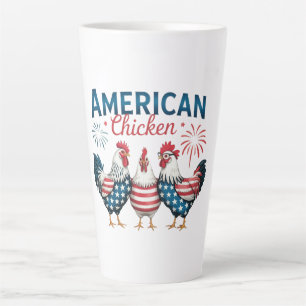 Tasse Latte Conception de poulet américain patriotique du 4 ju