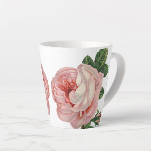 Tasse Latte Conception de rose rose vintage  (Angle droit)