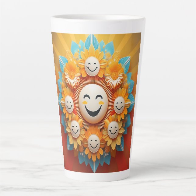 Tasse Latte Conception de soleil rayonnant de positivité (Devant)