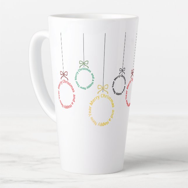 Tasse Latte Conception de texte d'ornements de Noël (Angle gauche)