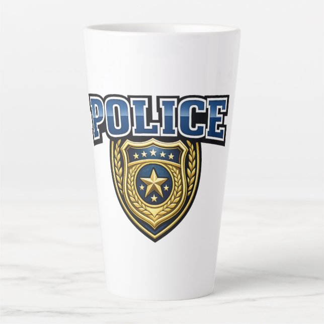 Tasse Latte Conception de texte gras pour badge de police (Devant)