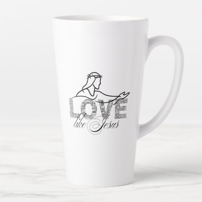Tasse Latte Conception de typographie chrétienne Aimer comme J (Droite)