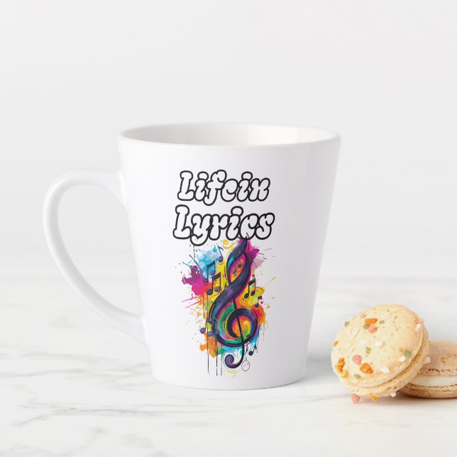 Tasse Latte Conception de typographie de notes de couleur "La  (En situation)
