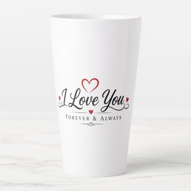 Tasse Latte Conception de typographie Je t'aime (Devant)