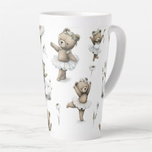 Tasse Latte Conception d'ours ballerine à l'aquarelle mignonne