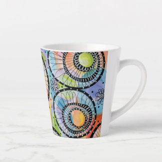 Tasse Latte Conception du doodle en cercle coloré en latte de