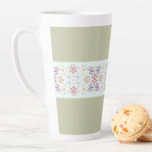 Tasse Latte Conception Fleurie Pastel