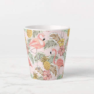 Tasse Latte Conception florale tropicale estivale