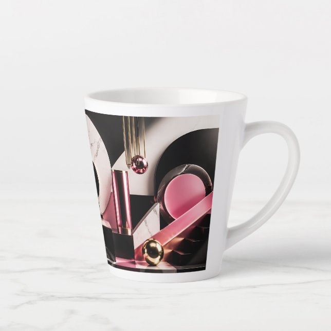 Tasse Latte Conception géométrique de marbre noir et rose luxu (Droite)