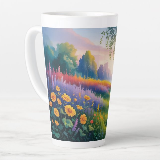 Tasse Latte conception inspirée de la nature qui évoque un sen (Angle gauche)