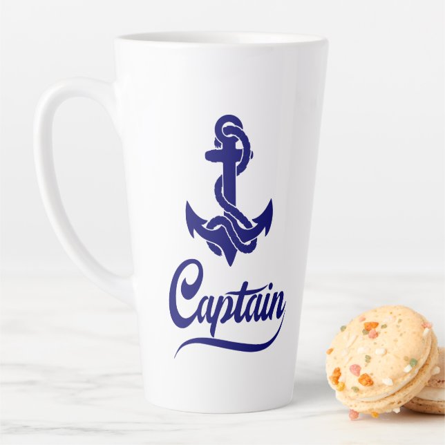 Tasse Latte Conception nautique d'ancre de voilier capitaine (En situation)
