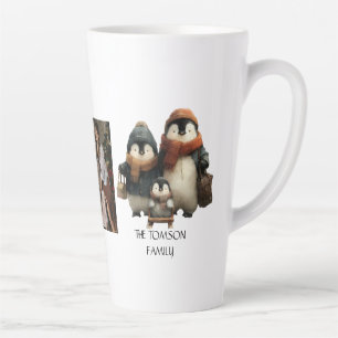 Tasse Latte Conception personnalisée de famille de manchots d'