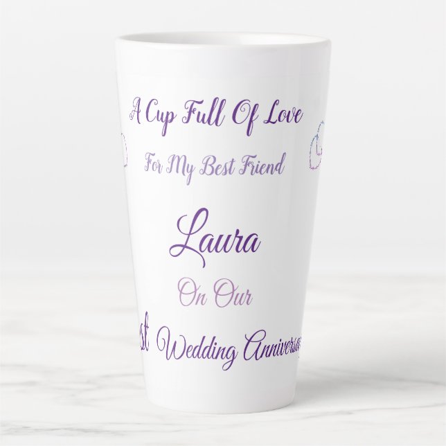 Tasse Latte Conception personnalisée du 1er anniversaire (Devant)