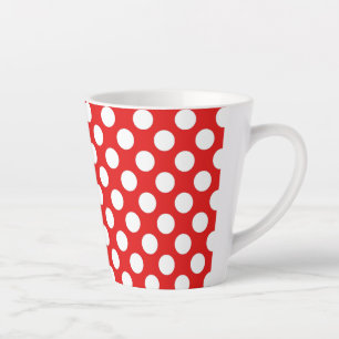 Tasse Latte Conception rétro des Pois blancs rouges
