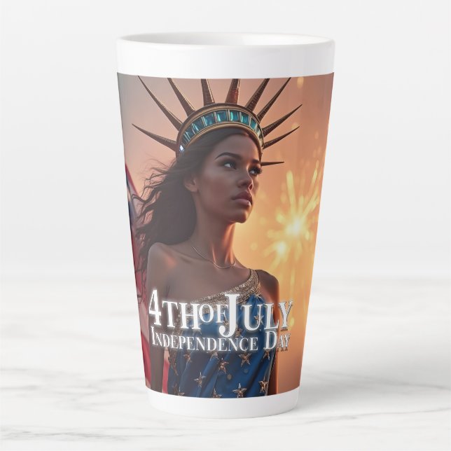 Tasse Latte Conception splendide du 4 juillet - Feux d'artific (Devant)