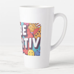 Tasse Latte Conception typographique vibrante Kawaii Doodle po