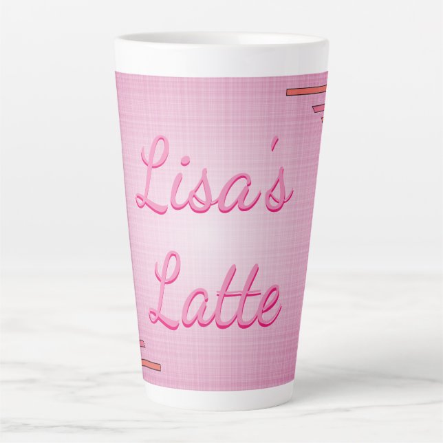 Tasse Latte Conçu rose personnalisé (Devant)