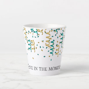 Tasse Latte Confetti en or turquoise