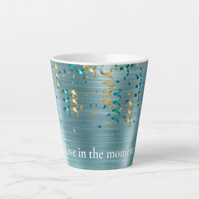 Tasse Latte Confetti en or Turquoise vert (Devant)