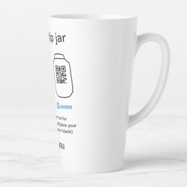 Tasse Latte Conseil virtuel jar q r code argent don PayPal ven (Droite)