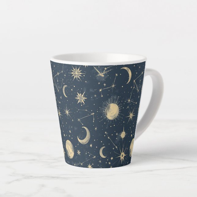 Tasse Latte Constellation céleste - Nuit étoilée (2) (Angle droit)