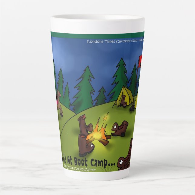 Tasse Latte Contes de camp de feu de Boot : une retraite plein (Devant)