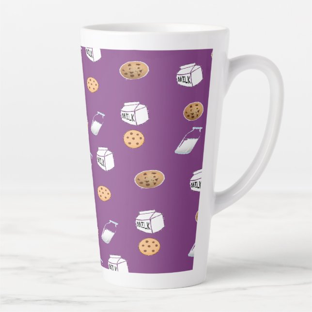 Tasse Latte Cookies et lait sur violet (Droite)