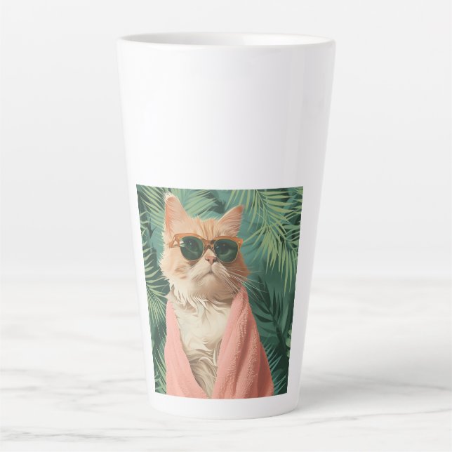 Tasse Latte Cool Ginger Chat Vacances Vibes Esthétique (Devant)