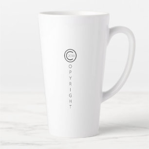 Tasse Latte Copyright Moderne Blanc Typographique