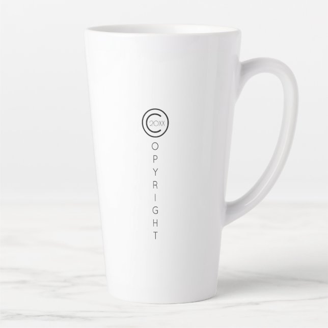 Tasse Latte Copyright Moderne Blanc Typographique (Droite)