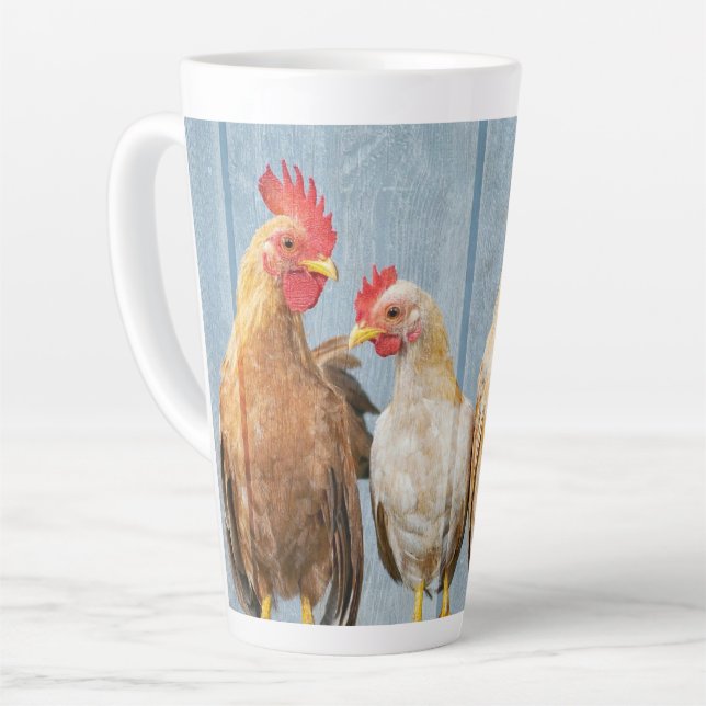 Tasse Latte Coq poules poules (Angle gauche)