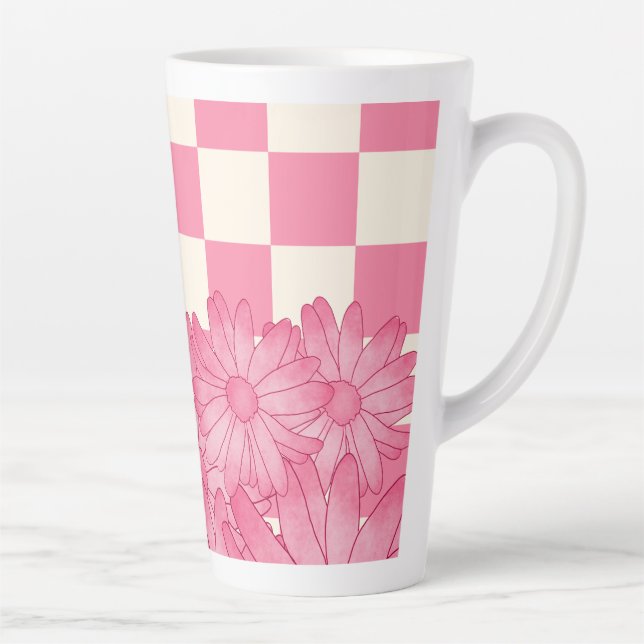 Tasse Latte Coquette en latte à motif floral vérifié (Droite)