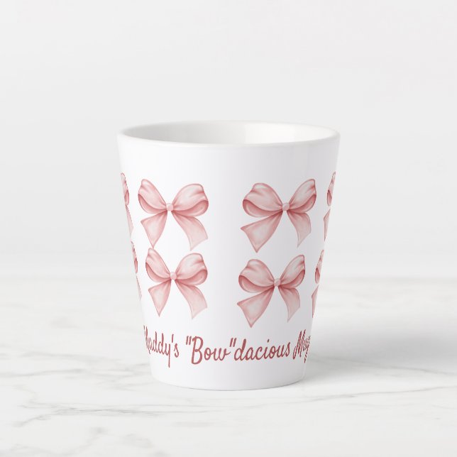 Tasse Latte Coquette personnalisée "Bow"dacious Pink Bow (Devant)
