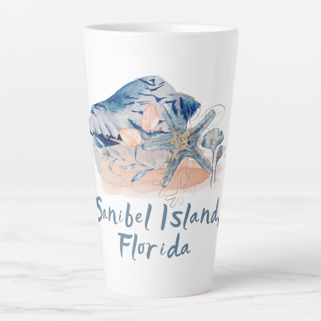 Tasse Latte Coquillages de l'île de Sanibel (Devant)