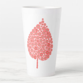 Tasse Latte Coral Floral Leaf Design – Boho Botanical Leaf Mad