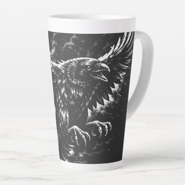 Tasse Latte Corbeau gothique – par BurnsInHell (Angle droit)