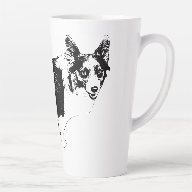 Tasse Latte Corgi Joyeux sous les Étoiles (Droite)