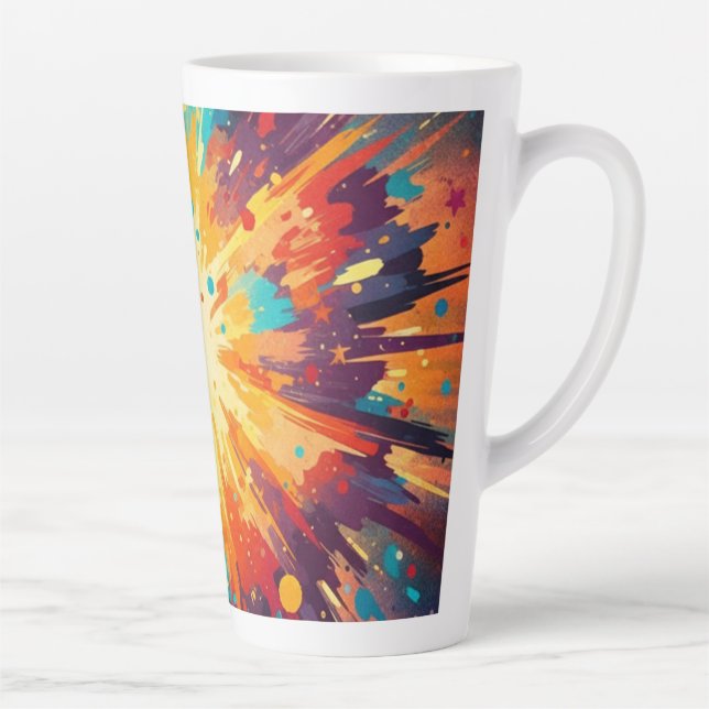 Tasse Latte Cosmic Burst Abstract Splatter Art (Droite)