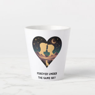 Tasse Latte Cosmic Love Story Coeur avec les amants et Fox Art