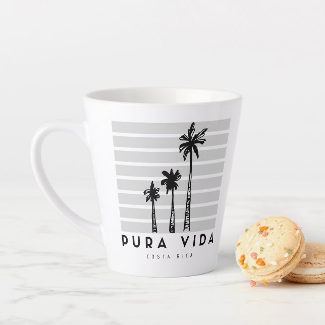 Tasse Latte Costa Rica Pura Vida Palm Tree Coffee (En situation)