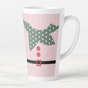 Tasse Latte Costume de lutin de Noël rose pour soirée des Fête