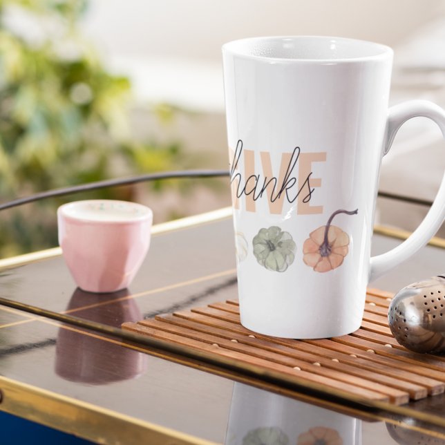 Tasse Latte Cosy Pastel Donner Merci et Citrouille (Créateur téléchargé)