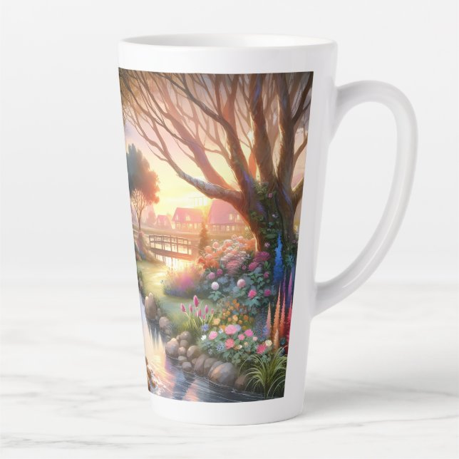 Tasse Latte Cottage Garden Stream at Sunset (Droite)