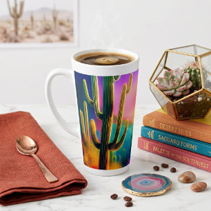 Tasse Latte Coucher de soleil coloré dans le désert