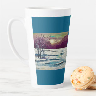 Tasse Latte Coucher de soleil en hiver