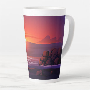 Tasse Latte Coucher de soleil sur la plage