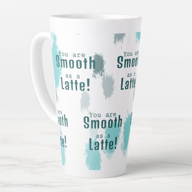 Tasse Latte Couleur Abstraite customisée Bleu, Gris, Vert (Angle gauche)