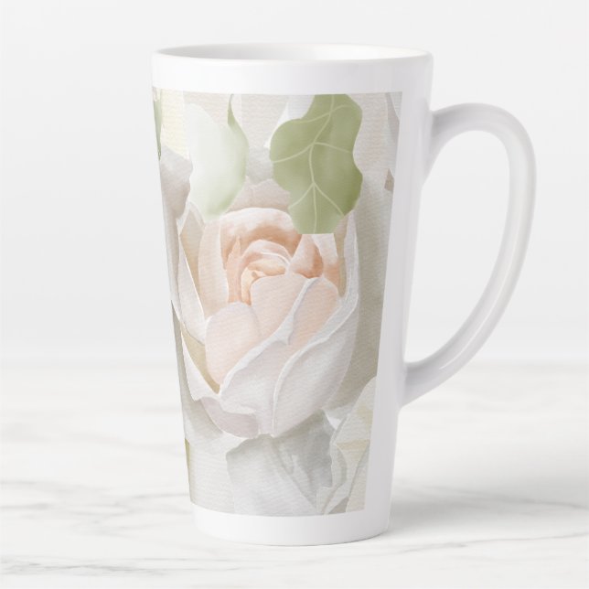 TASSE LATTE COULEUR D'EAU ROSE BLANCHE (Droite)