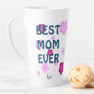 Tasse Latte Couleur fleurie rose pâle Motif