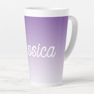 Tasse Latte Couleur ombrée violette (modifiable) et votre text